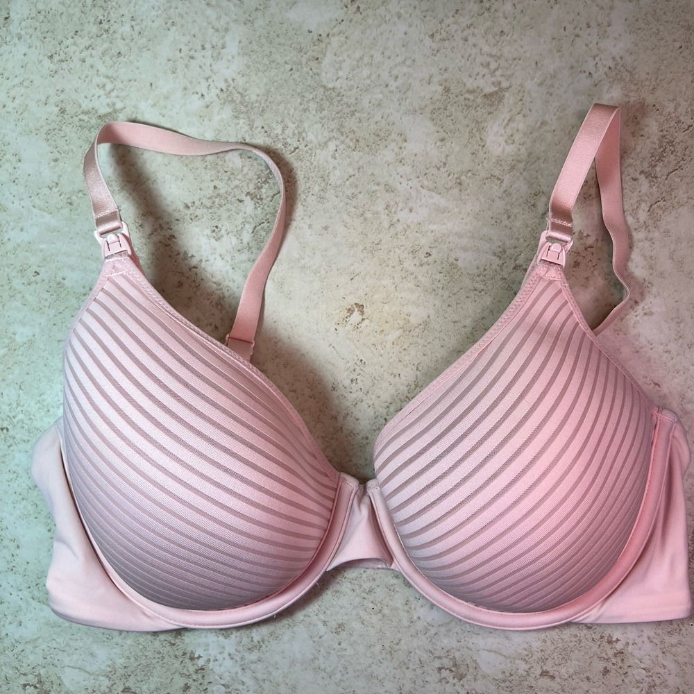 Women's Auden Easy Clip Lightly Lined Demi Underwire Nursing Bra Pink 34DD EUC